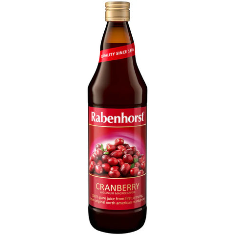 Rabenhorst cranberry juice bottle on a white background